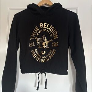 True Religion Black Hoodie with Gold Graphic